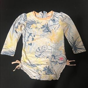 Ruffle Butts Yellow and Blue Kids Swim Rashguard